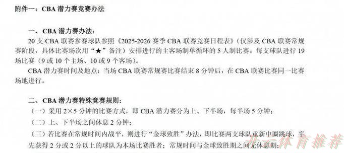 开云体育最新网址：荒唐赛制终究来了！CBA新增10分钟潜力赛，球迷：真他娘是个人才